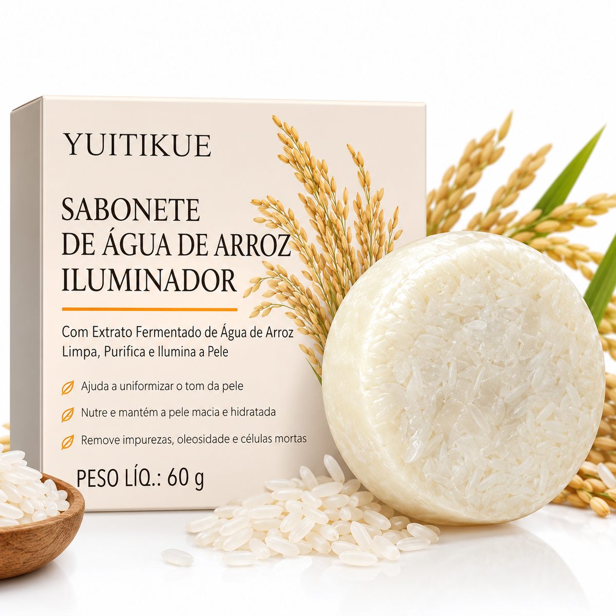 Sabonete Rice (Importado) - Clareador, Hidratatante e Antioleosidade