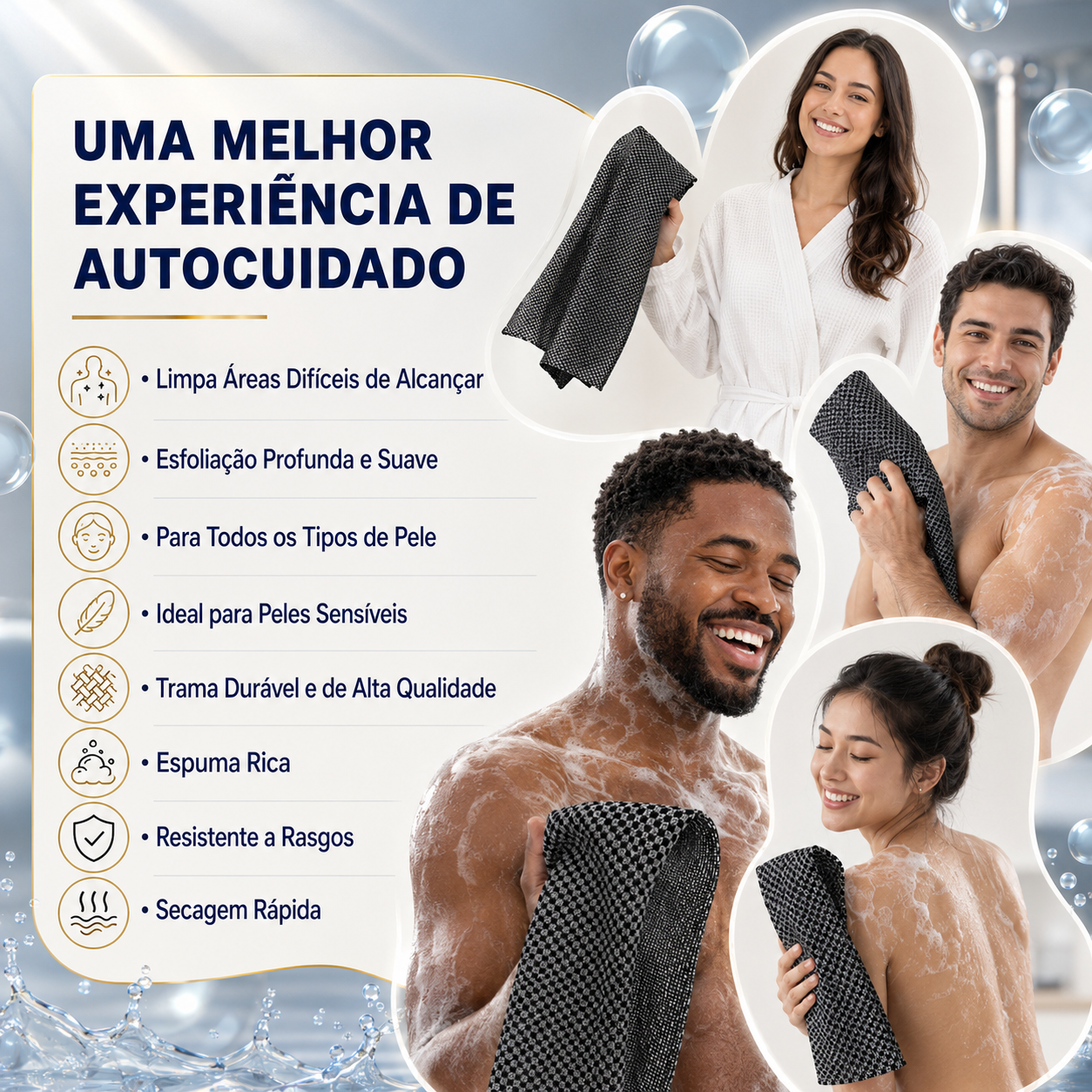 Toalha de Banho Esfoliante Antibacteriana - Blissal™
