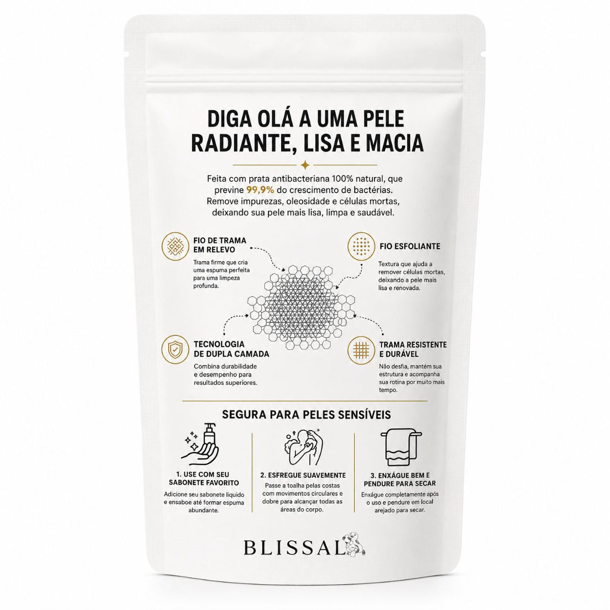 Toalha de Banho Esfoliante Antibacteriana - Blissal™